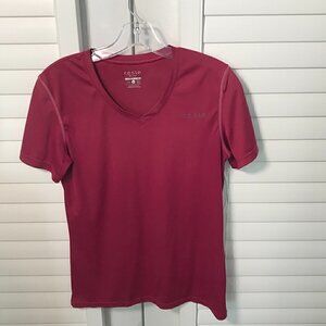 Tesla athletic wine v-neck short sleeve tee, L